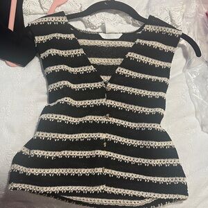 Black and cream striped top